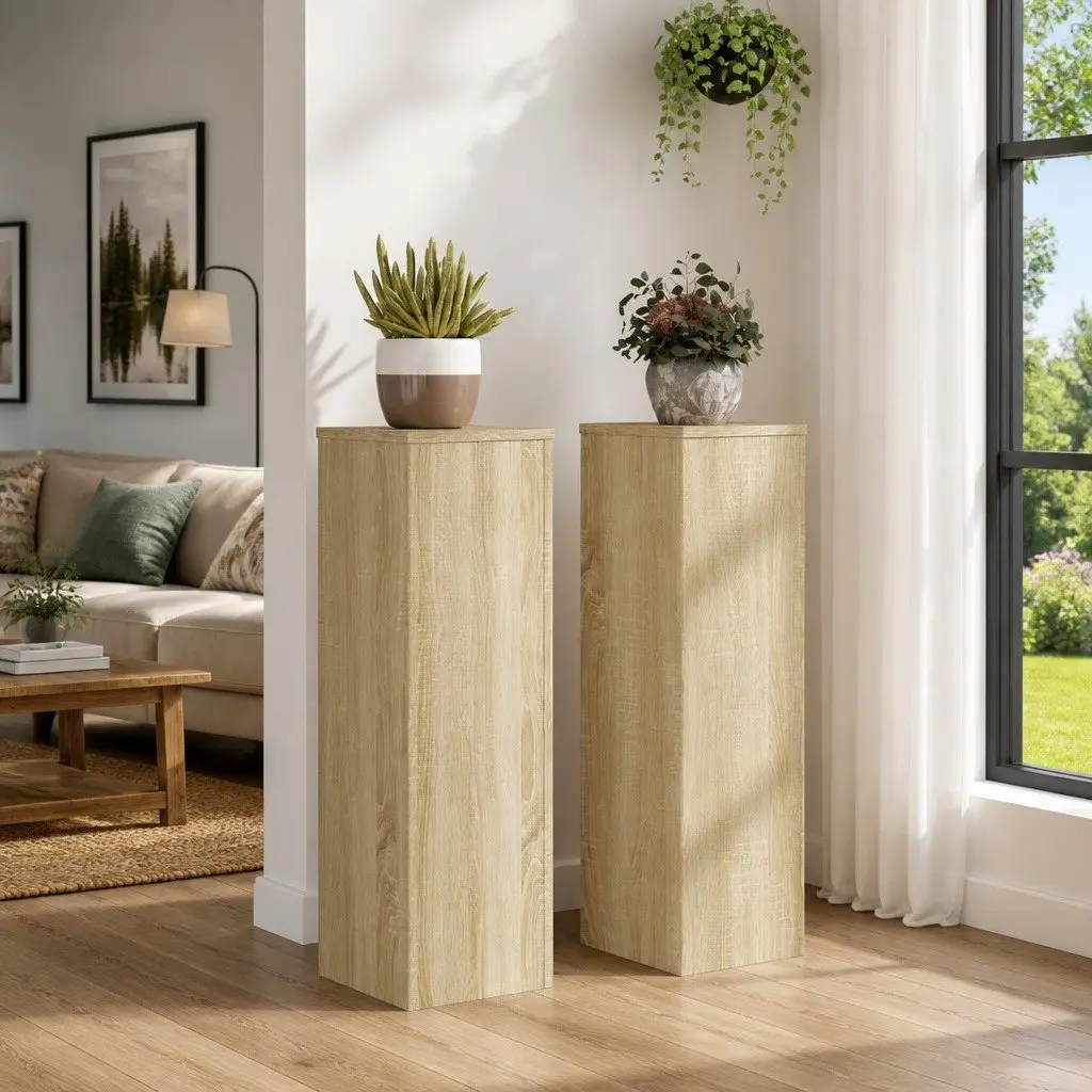2 pcs Plant Stands Sonoma Oak 80 cm Engineered Wood