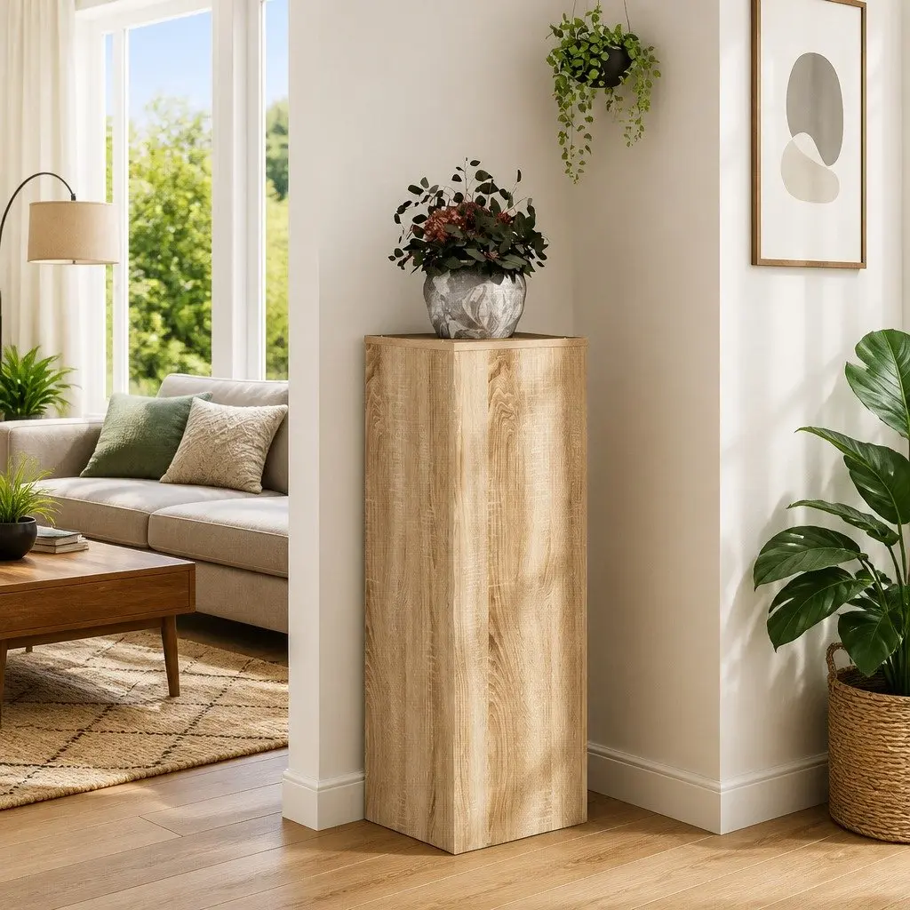 Engineered Wood Plant Stand Brown 33x33x100cm Sturdy Display for Indoor Outdoor Decor