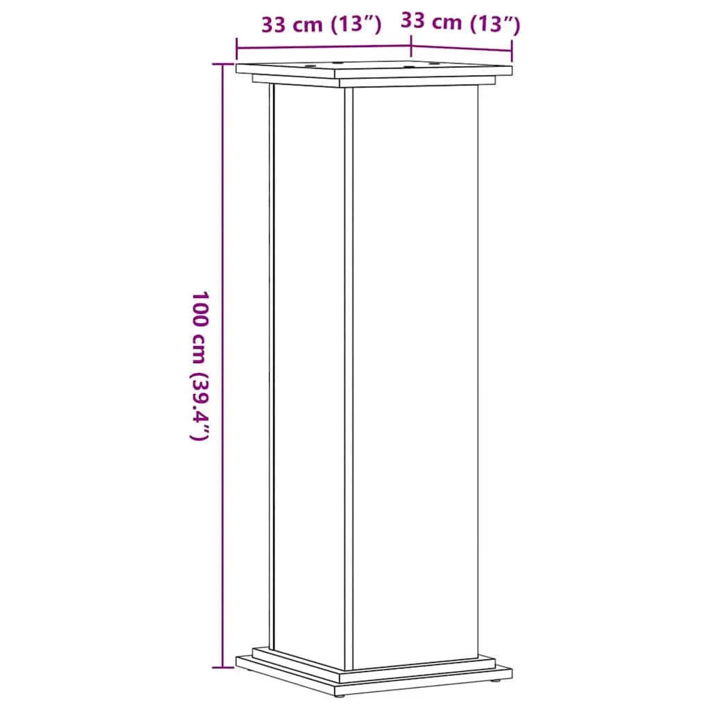 White Plant Stand 33x33x100cm Durable Engineered Wood