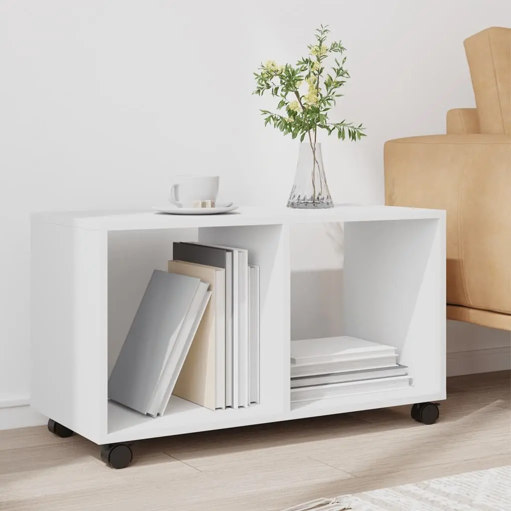 White Rolling Cabinet with Lockable Wheels