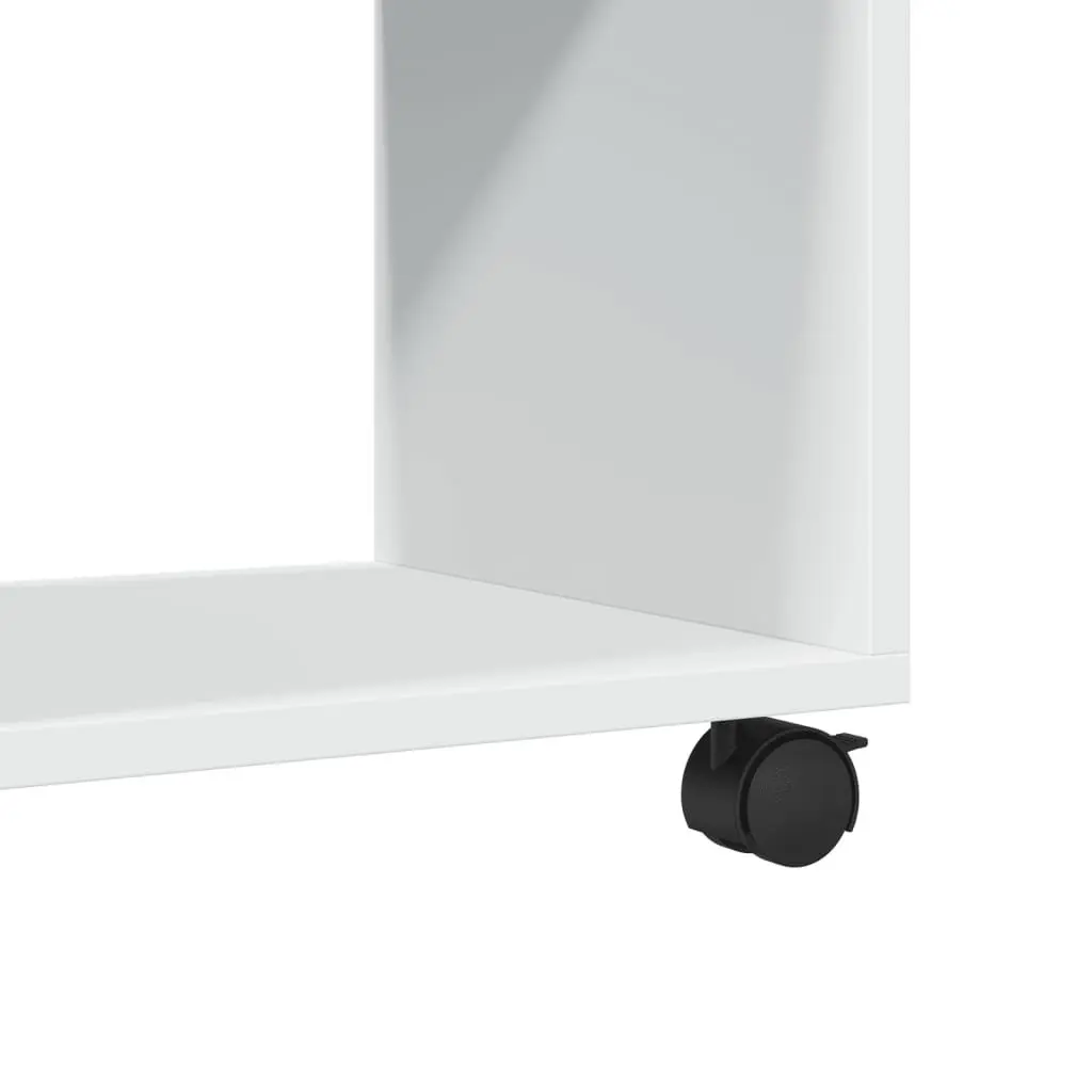 White Rolling Cabinet with Lockable Wheels