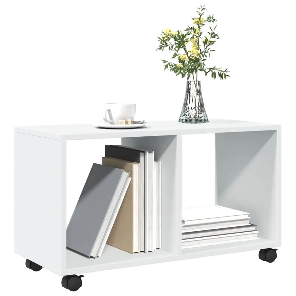 White Rolling Cabinet with Lockable Wheels