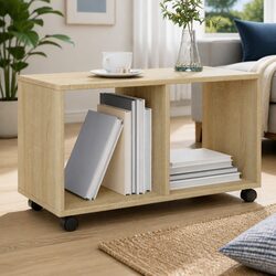 Sonoma Oak Rolling Cabinet with Swivel Wheels for Storage