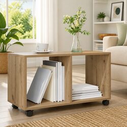 High-Quality Brown Engineered Wood Rolling Cabinet