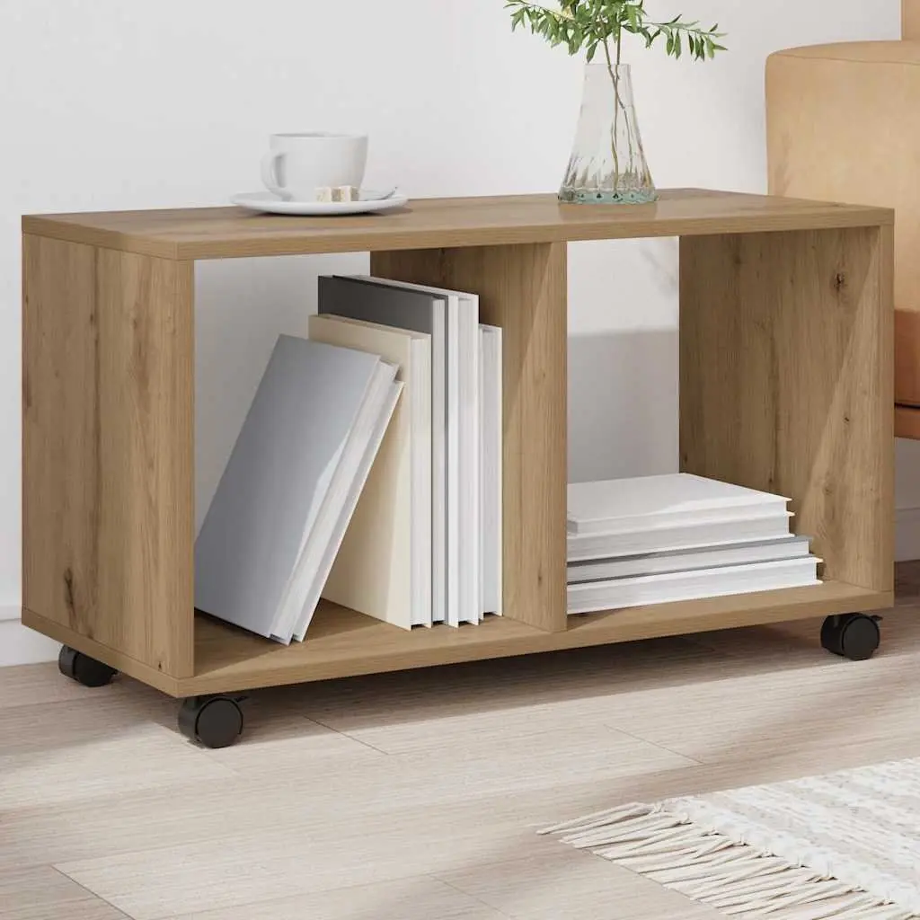Brown Engineered Wood Rolling Cabinet