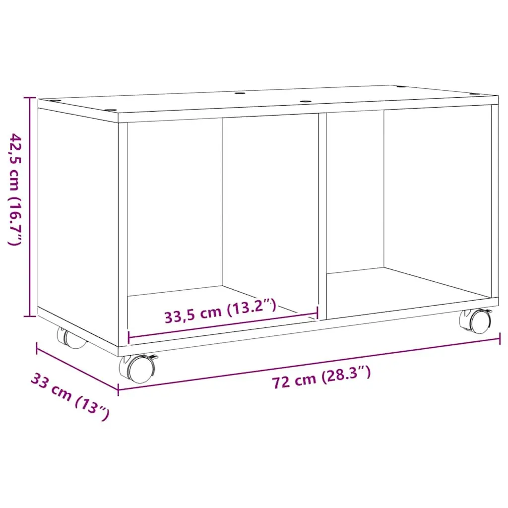 Brown Engineered Wood Rolling Cabinet