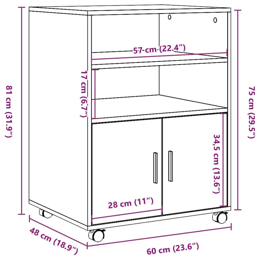 Rolling Cabinet for Home Office and More