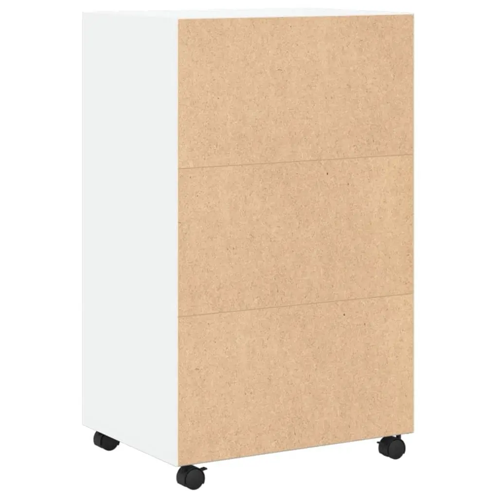 White Rolling Cabinet with Shelves and Wheels