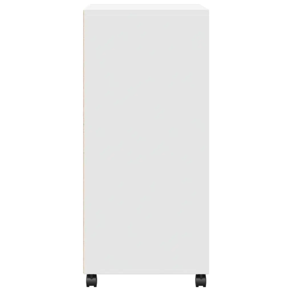 White Rolling Cabinet with Shelves and Wheels