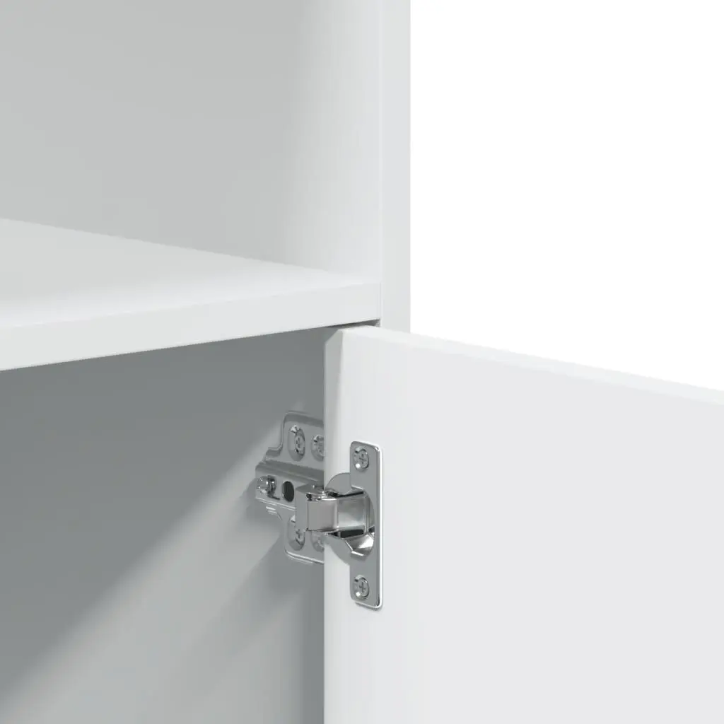 White Rolling Cabinet with Shelves and Wheels