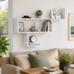 Floating Wall Shelf in White, 100x15x70 cm, Durable Design