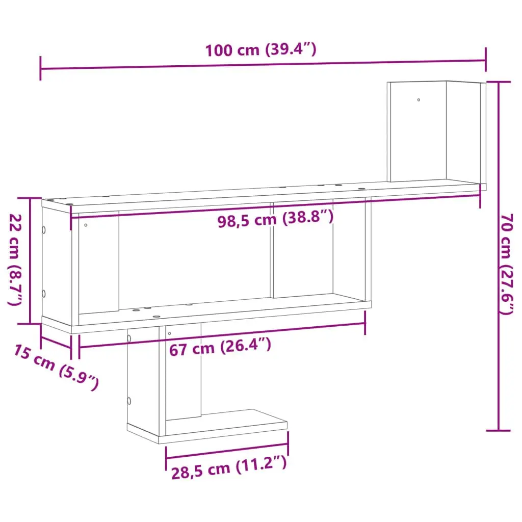Wall Shelf Engineered Wood 100x15x70 cm White