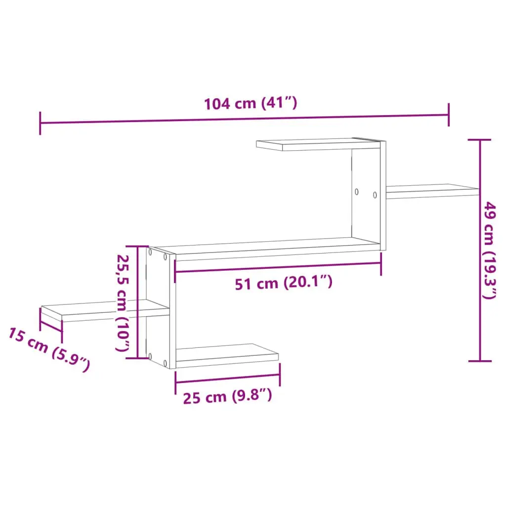 Wall Shelf White Floating Storage Display Engineered Wood 104x15x49cm