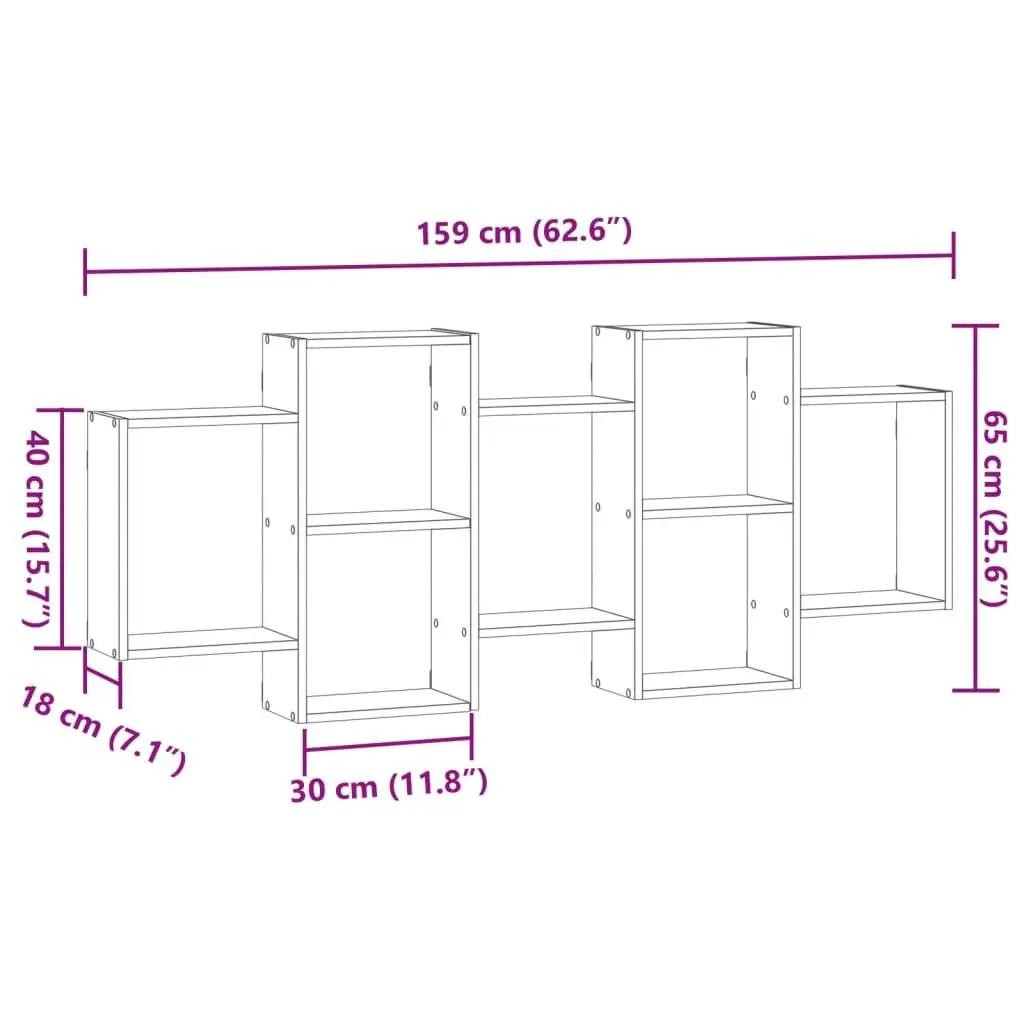 Engineered Wood Wall Shelf White 159x18x65 cm