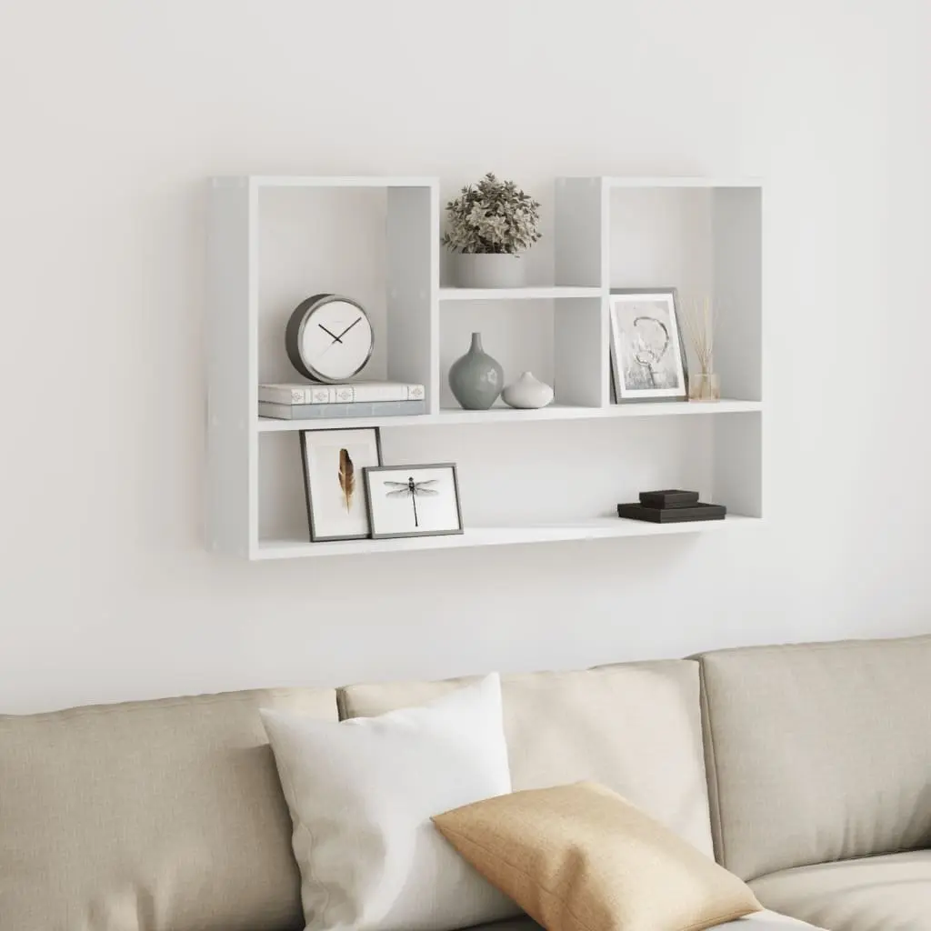 Wall Shelf White Floating Storage Display Organizer Engineered Wood 99x15x60cm