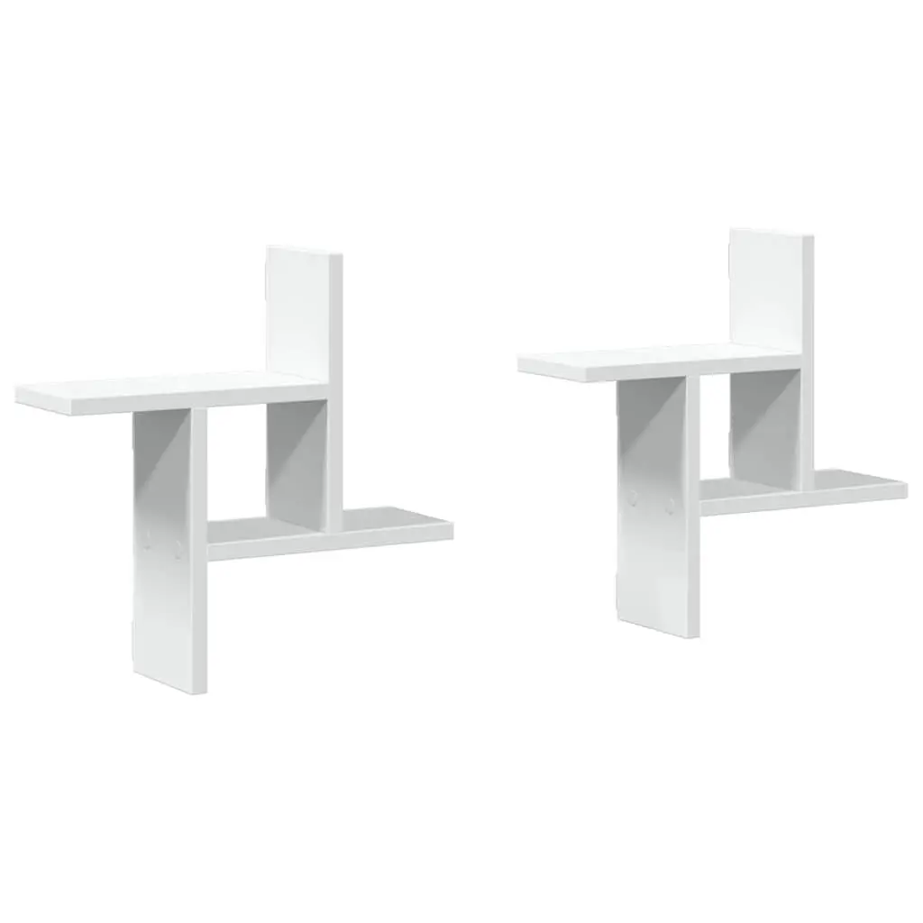 Wall Shelves Engineered Wood 38x12x38 cm White 2 Piece Floating Storage Display Shelving Unit