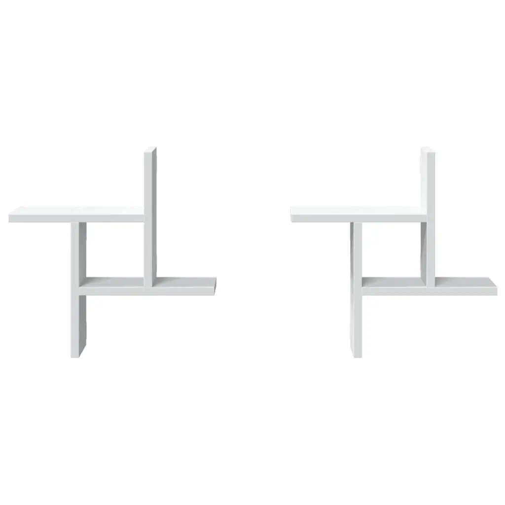 Wall Shelves Engineered Wood 38x12x38 cm White 2 Piece Floating Storage Display Shelving Unit