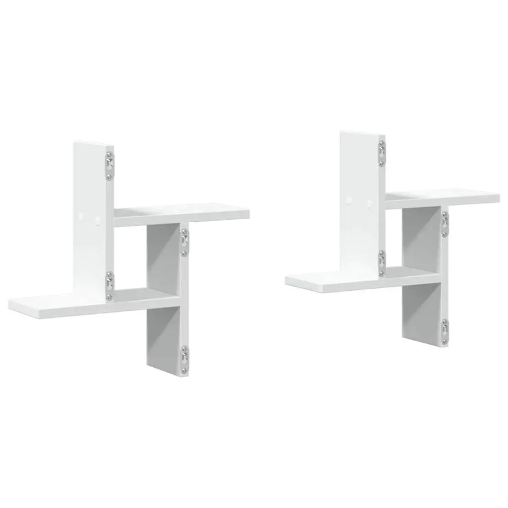 Wall Shelves Engineered Wood 38x12x38 cm White 2 Piece Floating Storage Display Shelving Unit