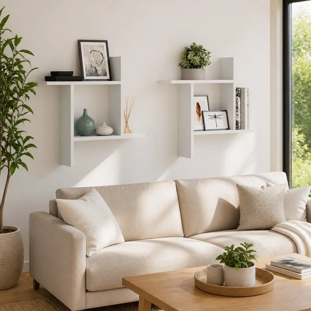 Floating Wall Shelves 2 pc White 50x12x50 cm for Display