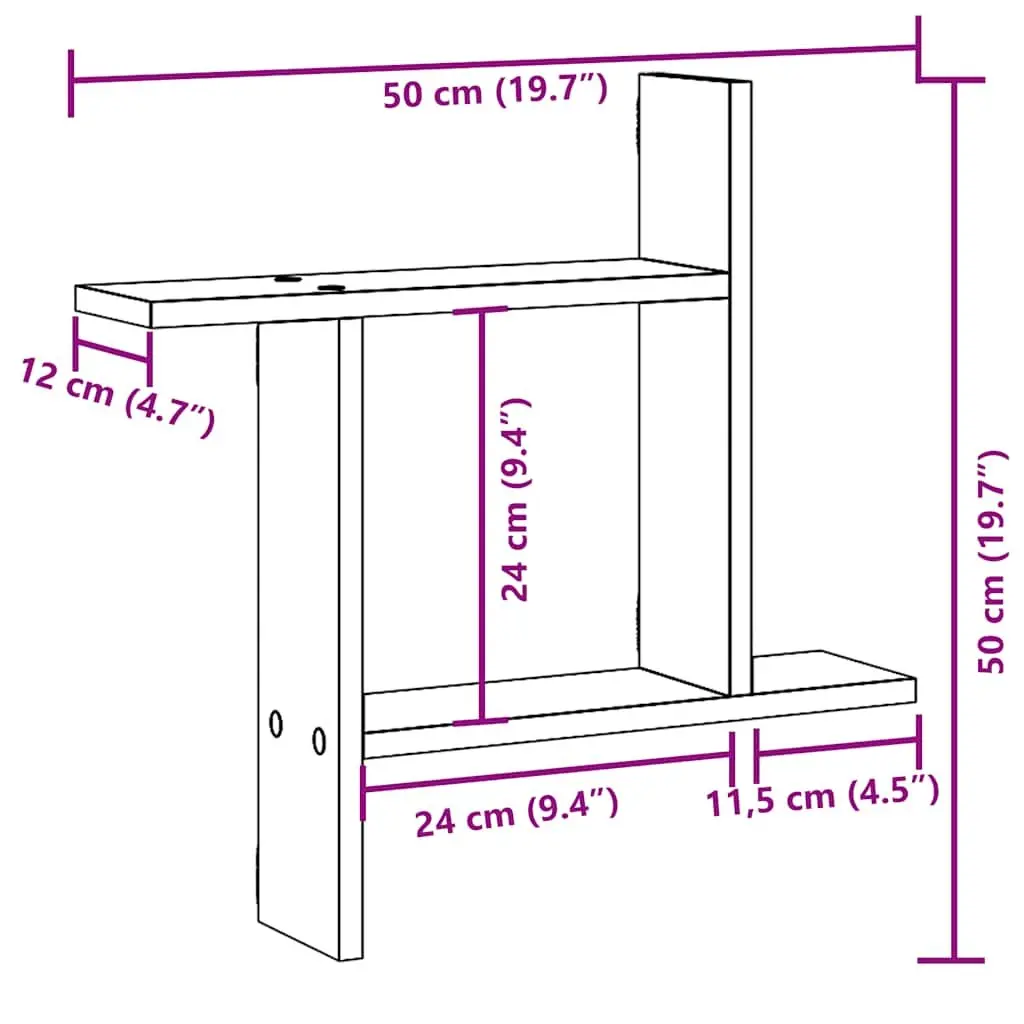 Floating Wall Shelves 2 pc White 50x12x50 cm for Display