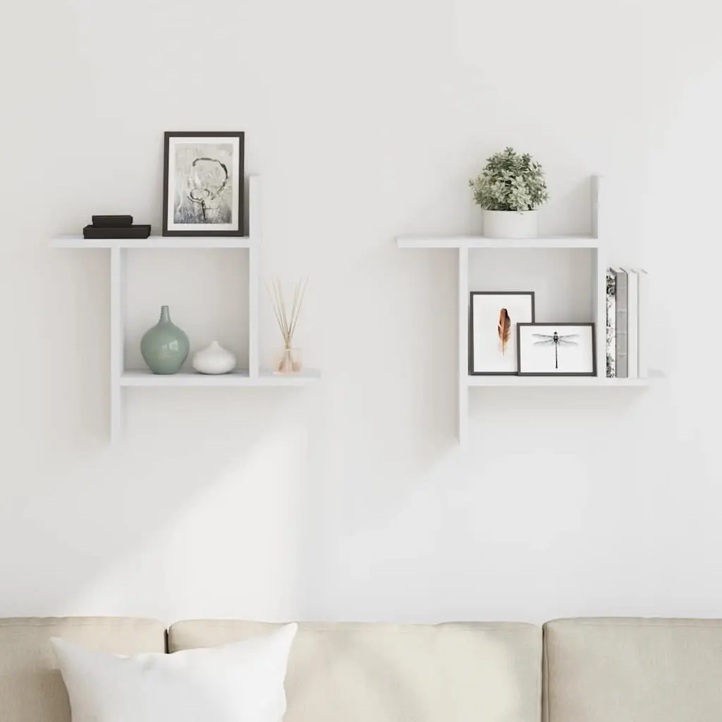 Floating Wall Shelves 2 pc White 50x12x50 cm for Display