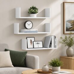 Durable White Floating Wall Shelves 3 pcs 58x18x18 cm
