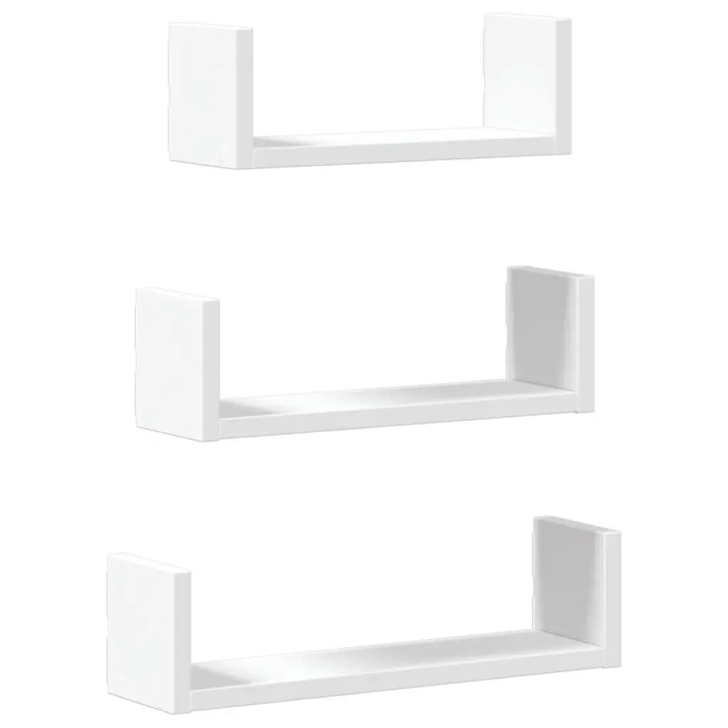Wall Shelf 3 pcs White Floating Display Storage Shelves for Bedroom Living Room