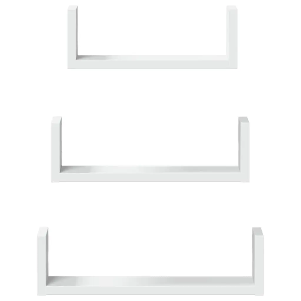 Wall Shelf Engineered Wood 3 Piece White Floating Storage Shelves