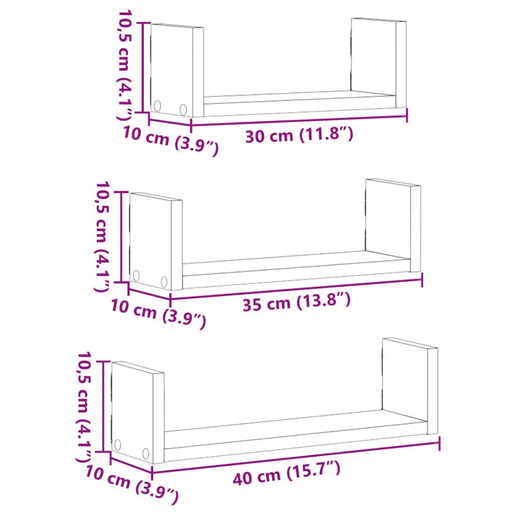 Wall Shelf 3 pcs White Floating Display Storage Shelves for Bedroom Living Room
