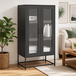 Sturdy Black Highboard Storage Cabinet for Dining Rooms