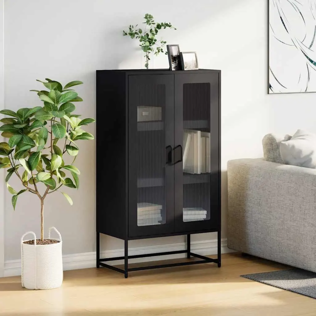 Black Highboard Storage Cabinet for Dining Rooms