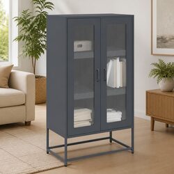 Sturdy Highboard Storage Cabinet in Anthracite