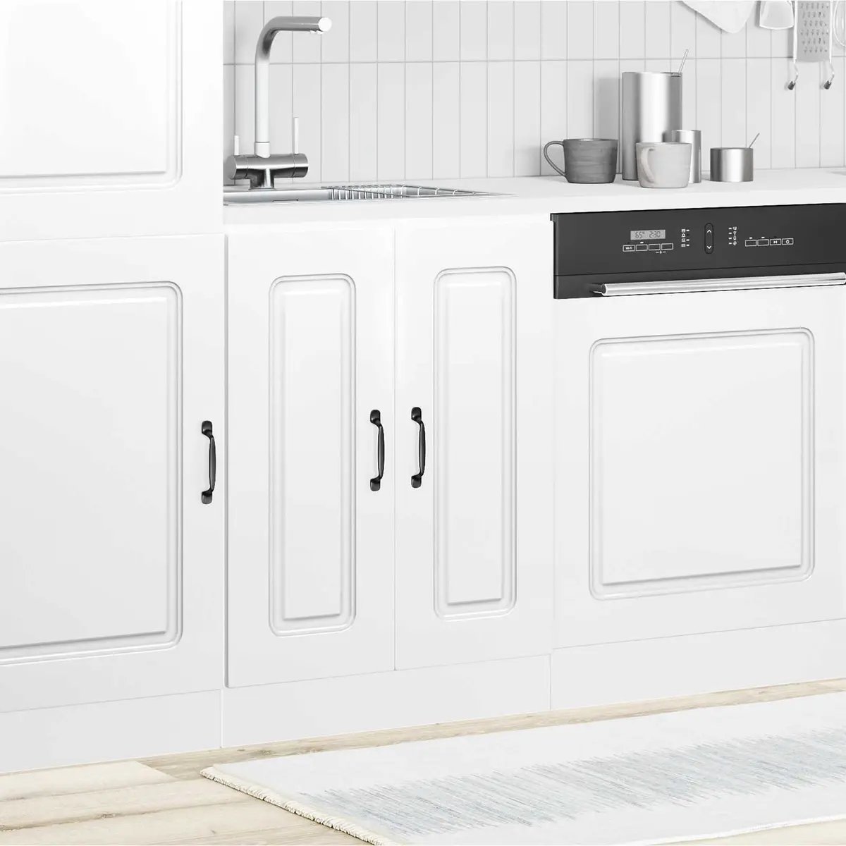 White Sink Base Cabinet for Kitchen Storage 60x46x81.5cm