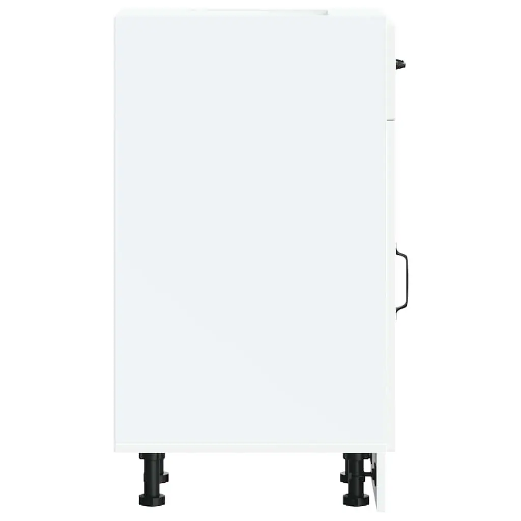 White Engineered Wood Kitchen Base Cabinet
