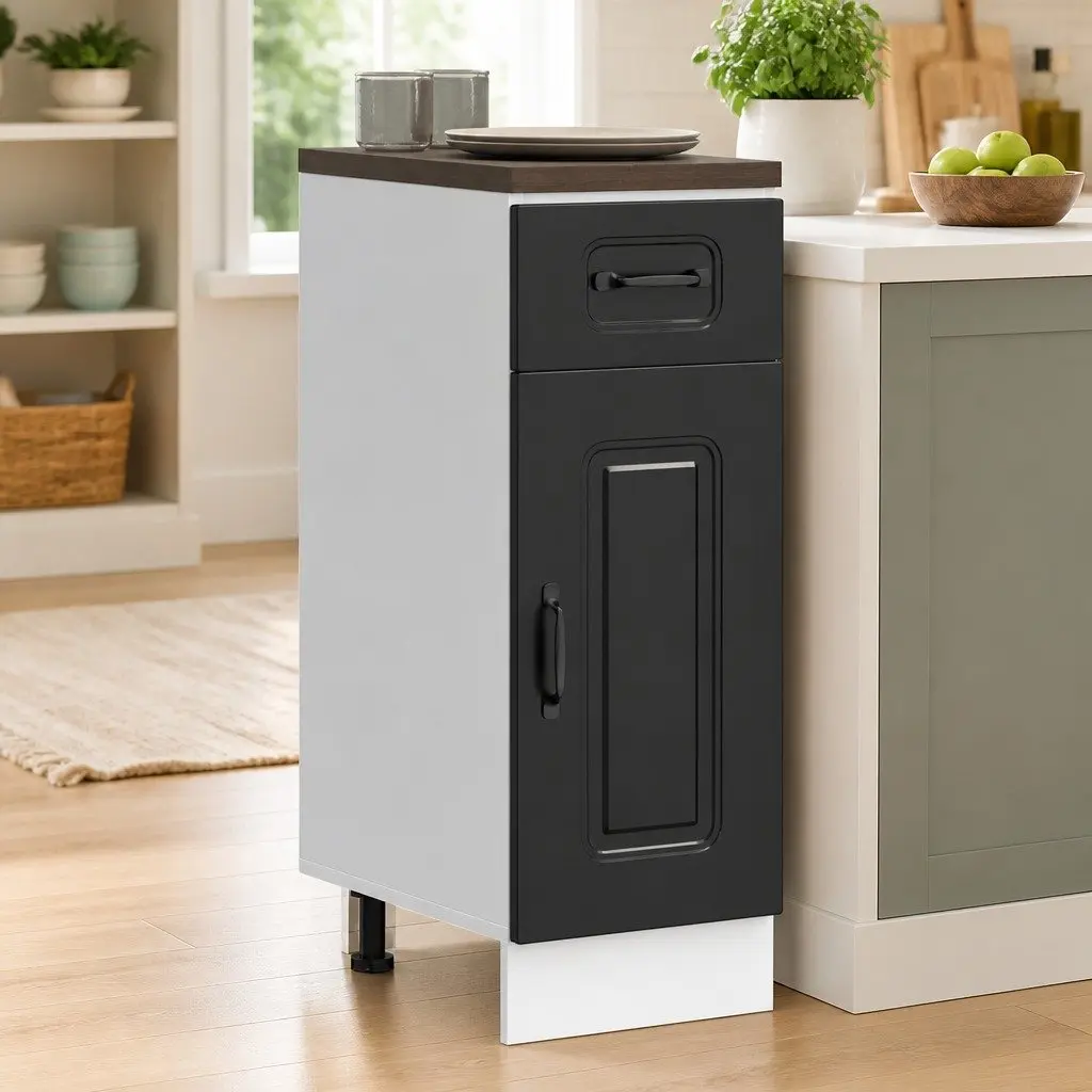 Black Engineered Wood Kitchen Base Cabinet