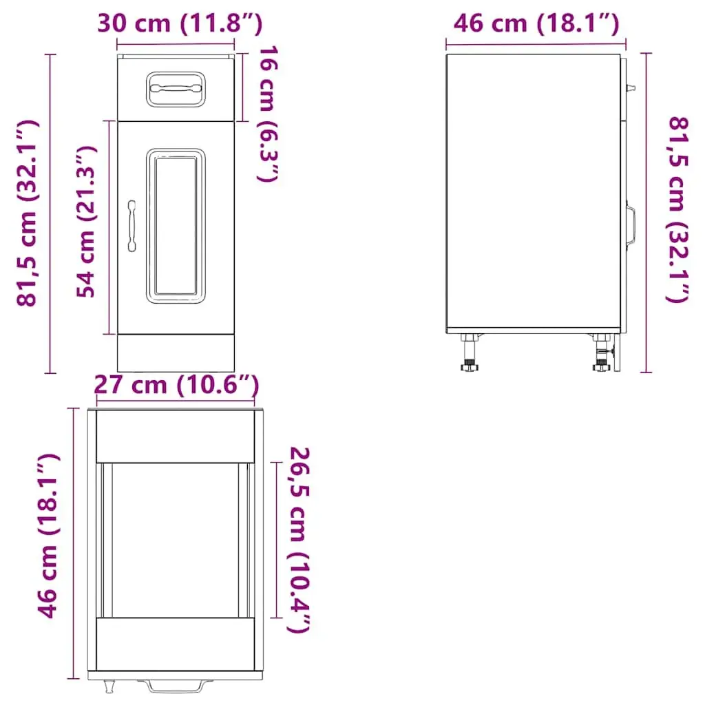 High Gloss White Engineered Wood Kitchen Base Cabinet