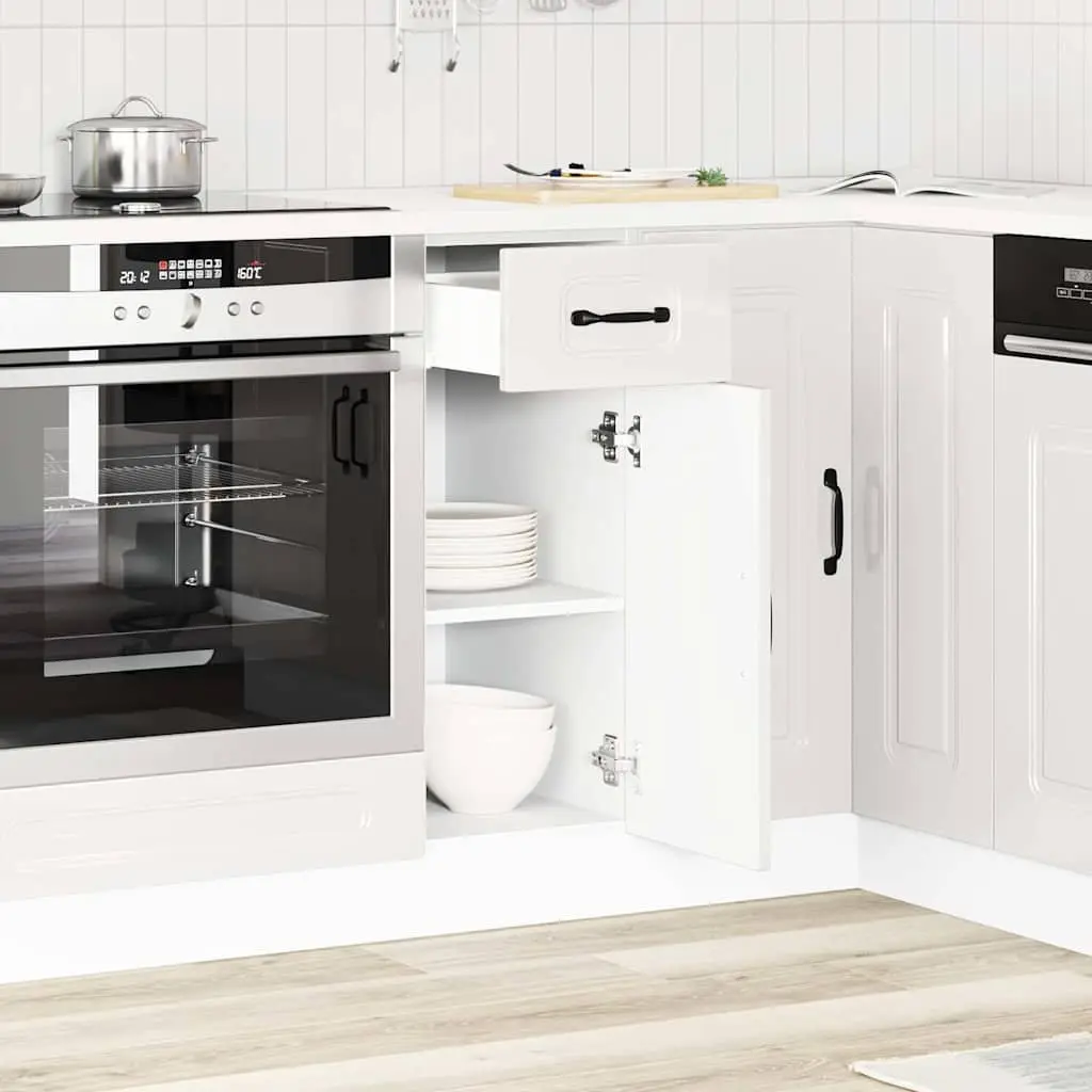 High Gloss White Engineered Wood Kitchen Base Cabinet