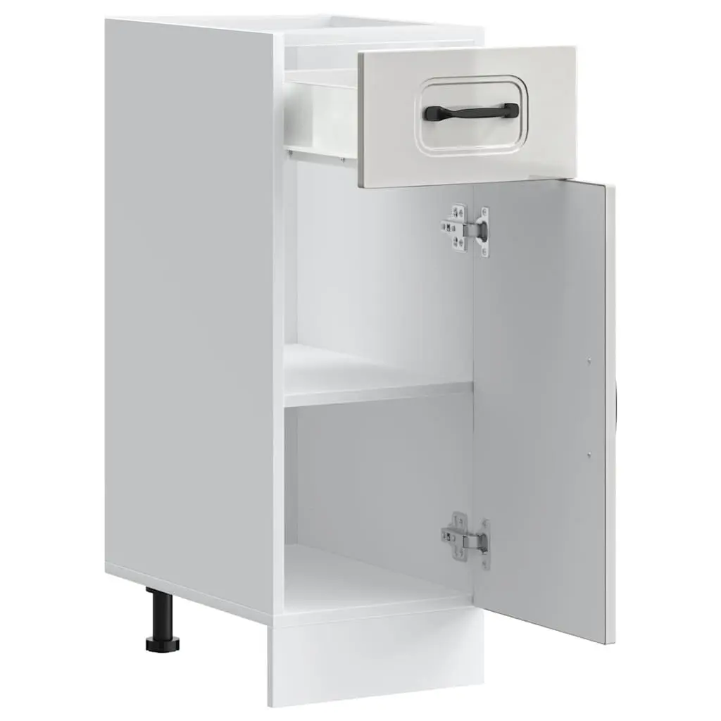 High Gloss White Engineered Wood Kitchen Base Cabinet