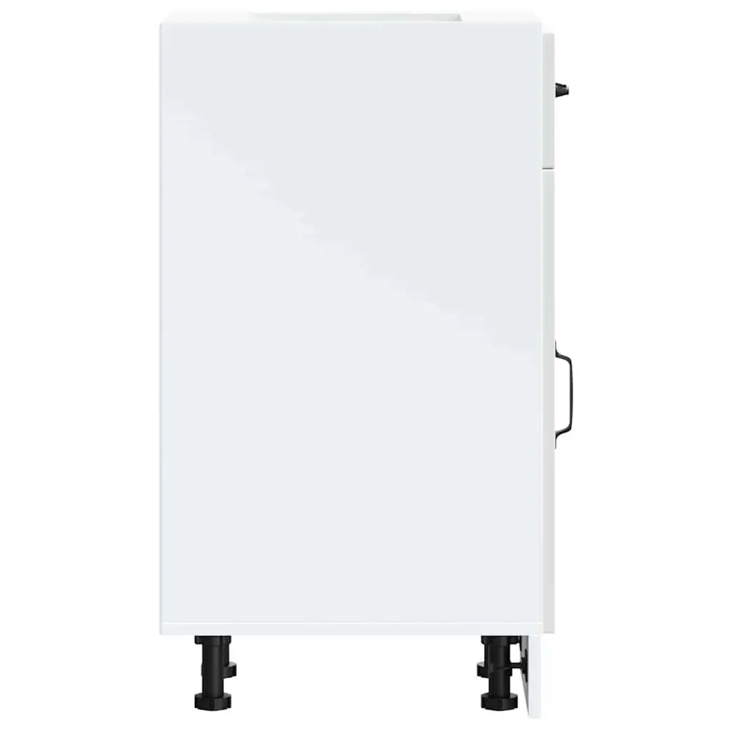 High Gloss White Engineered Wood Kitchen Base Cabinet