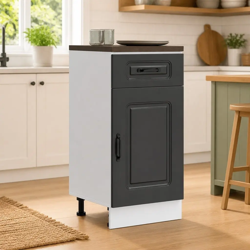 Black Engineered Wood Kitchen Base Cabinet