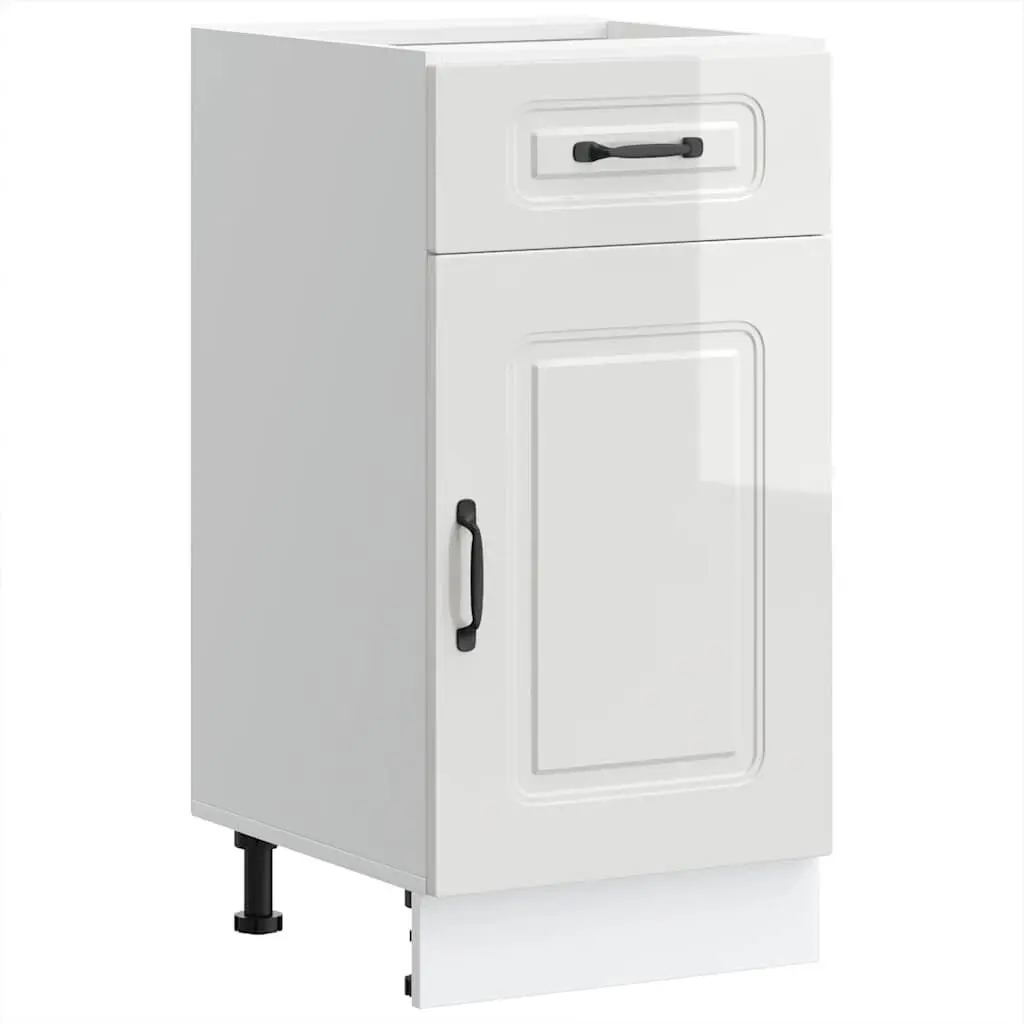 High Gloss White Engineered Wood Kitchen Base Cabinet