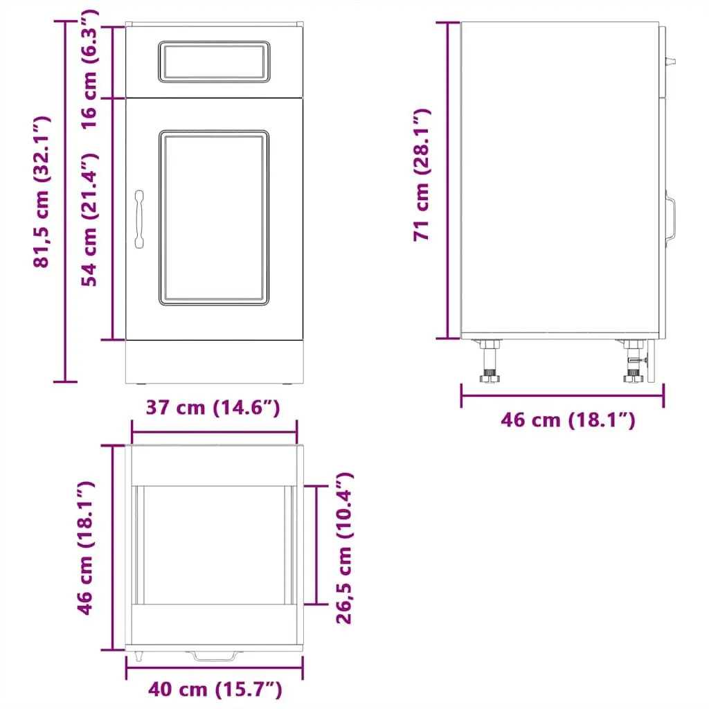 High Gloss White Engineered Wood Kitchen Base Cabinet