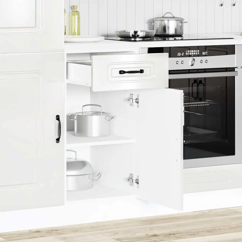 High Gloss White Engineered Wood Kitchen Base Cabinet