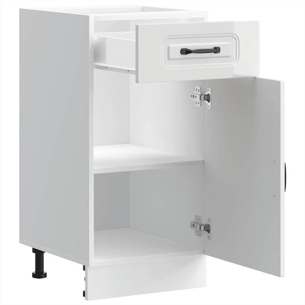 High Gloss White Engineered Wood Kitchen Base Cabinet