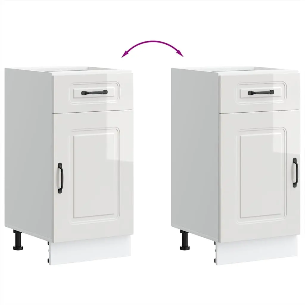 High Gloss White Engineered Wood Kitchen Base Cabinet