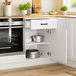 Sturdy White Kitchen Base Cabinet with Engineered Wood