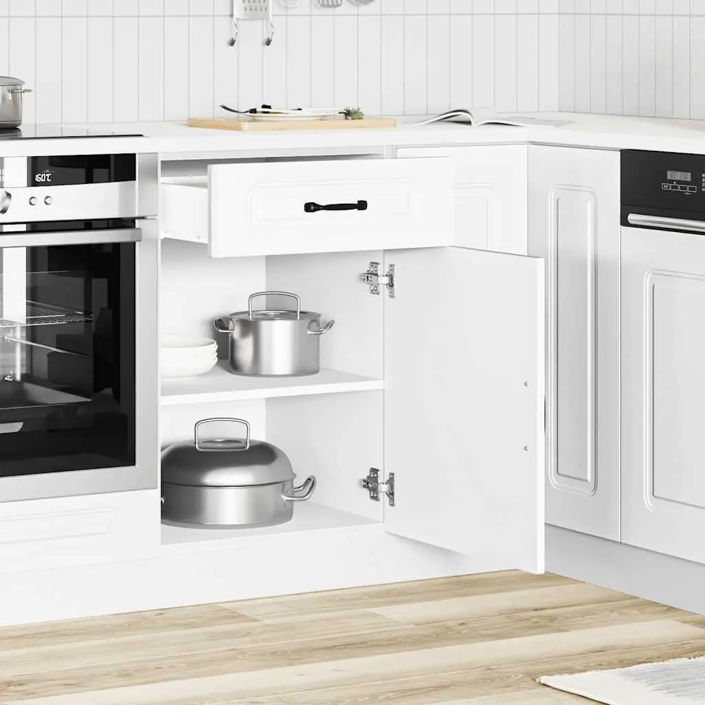 White Kitchen Base Cabinet with Engineered Wood