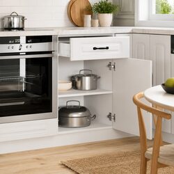 Kitchen Base Cabinet White High Gloss Storage Cupboard Engineered Wood