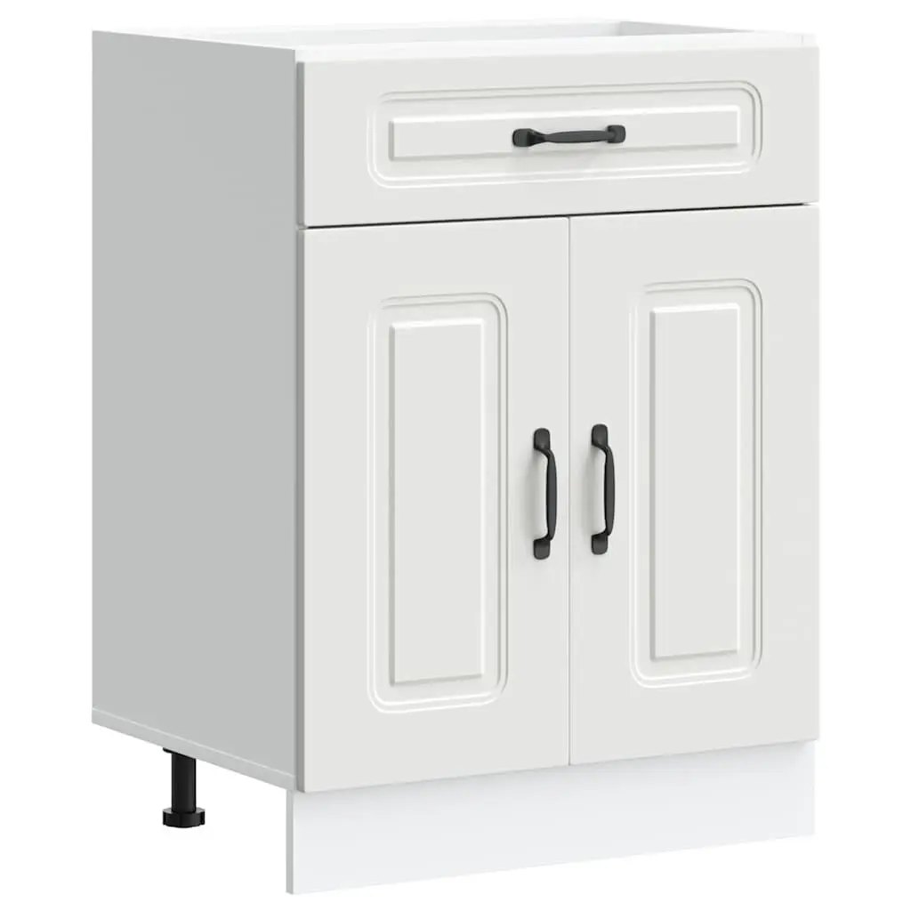 White Engineered Wood Kitchen Base Cabinet