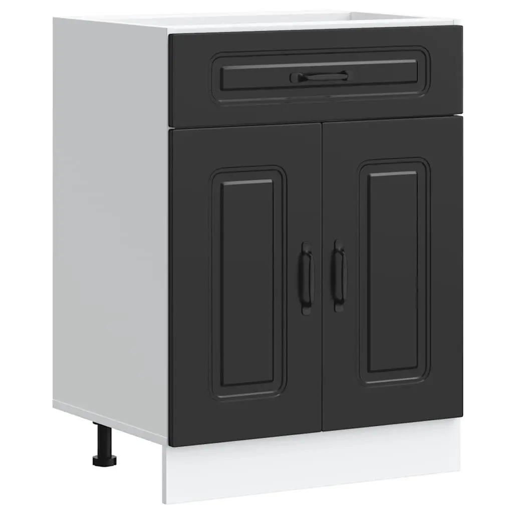 Black Engineered Wood Kitchen Base Cabinet with Adjustable Feet